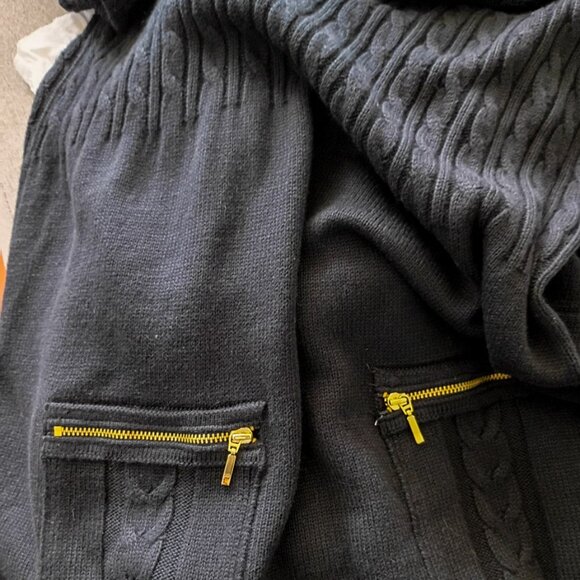 ALFANI Black Cable Knit Sweater Dress with Zipper Pockets - Size L - Picture 9 of 9